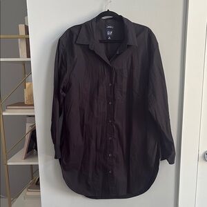 GAP Weekend Tunic Black Casual Button Down Shirt Essential Style
